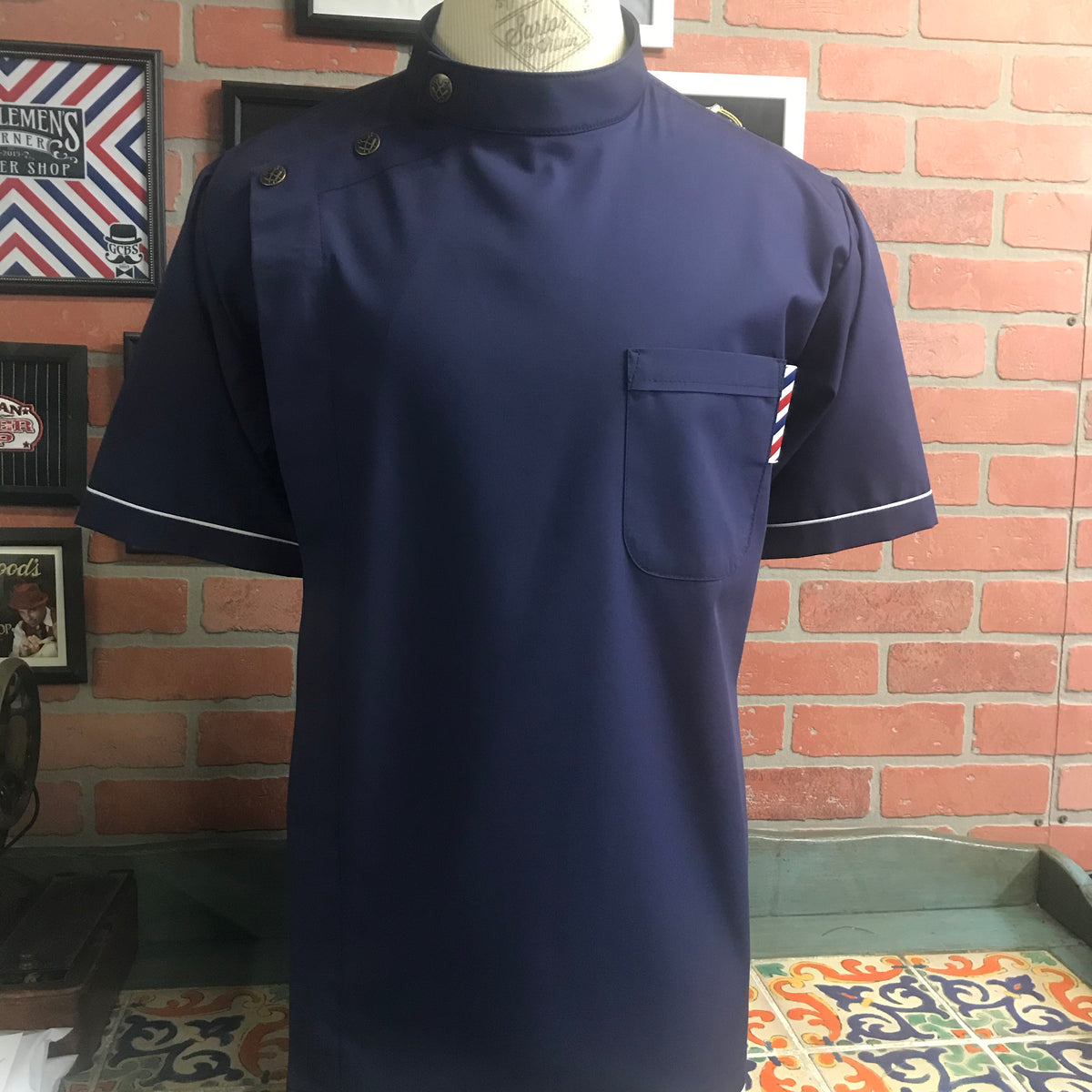 Hurson Barber Smock (navy) sartor and villain